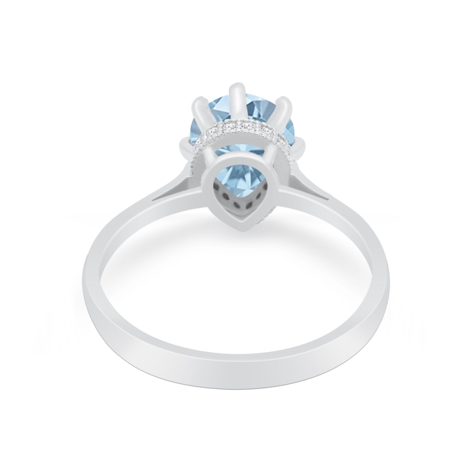 Teardrop Pear Wedding Ring Simulated Cubic Zirconia 925 Sterling Silver