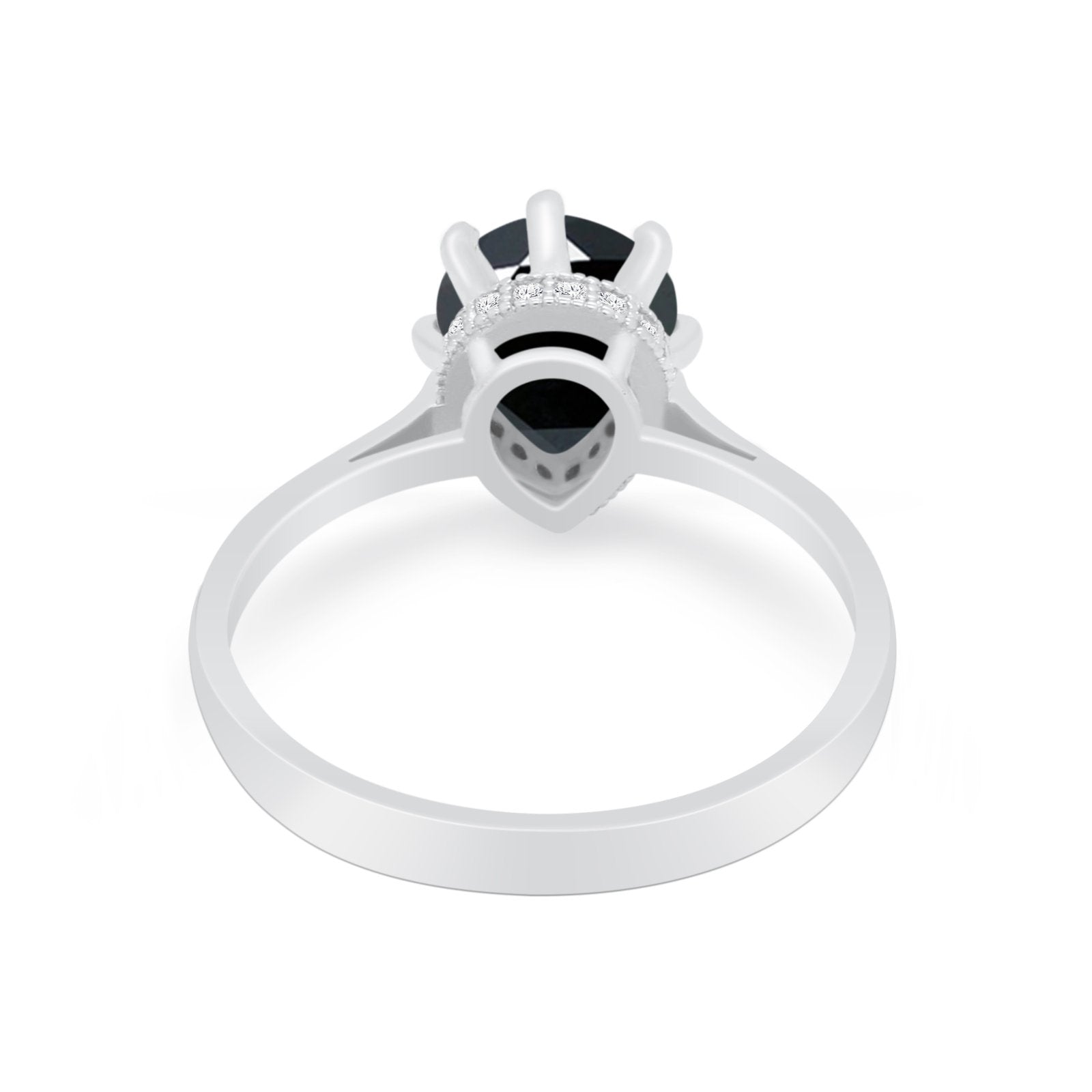 Teardrop Pear Wedding Ring Simulated Cubic Zirconia 925 Sterling Silver