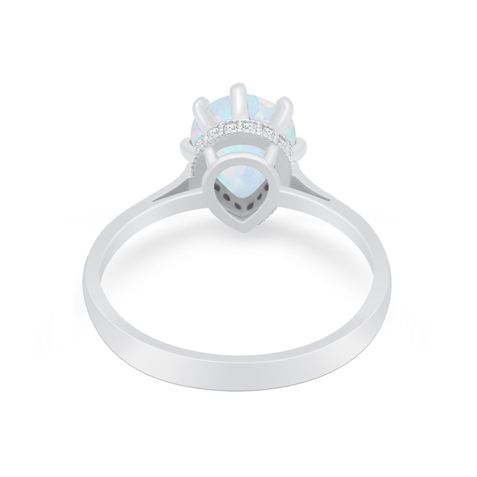 Teardrop Pear Wedding Ring Simulated Cubic Zirconia 925 Sterling Silver