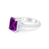 Three Stone Wedding Ring Heart Simulated Cubic Zirconia 925 Sterling Silver BA1058