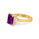 Three Stone Wedding Ring Heart Simulated Cubic Zirconia 925 Sterling Silver BA1058