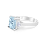 Three Stone Wedding Ring Heart Simulated Cubic Zirconia 925 Sterling Silver BA1058
