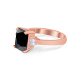Three Stone Wedding Ring Heart Simulated Cubic Zirconia 925 Sterling Silver BA1058