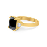 Three Stone Wedding Ring Heart Simulated Cubic Zirconia 925 Sterling Silver BA1058