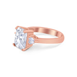 Three Stone Wedding Ring Heart Simulated Cubic Zirconia 925 Sterling Silver BA1058