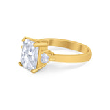 Three Stone Wedding Ring Heart Simulated Cubic Zirconia 925 Sterling Silver BA1058