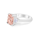 Three Stone Wedding Ring Heart Simulated Cubic Zirconia 925 Sterling Silver BA1058