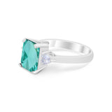 Three Stone Wedding Ring Heart Simulated Cubic Zirconia 925 Sterling Silver BA1058