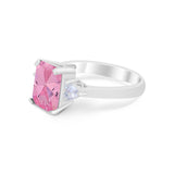 Three Stone Wedding Ring Heart Simulated Cubic Zirconia 925 Sterling Silver BA1058
