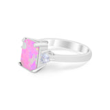 Three Stone Wedding Ring Heart Simulated Cubic Zirconia 925 Sterling Silver BA1058