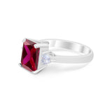 Three Stone Wedding Ring Heart Simulated Cubic Zirconia 925 Sterling Silver BA1058