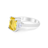 Three Stone Wedding Ring Heart Simulated Cubic Zirconia 925 Sterling Silver BA1058