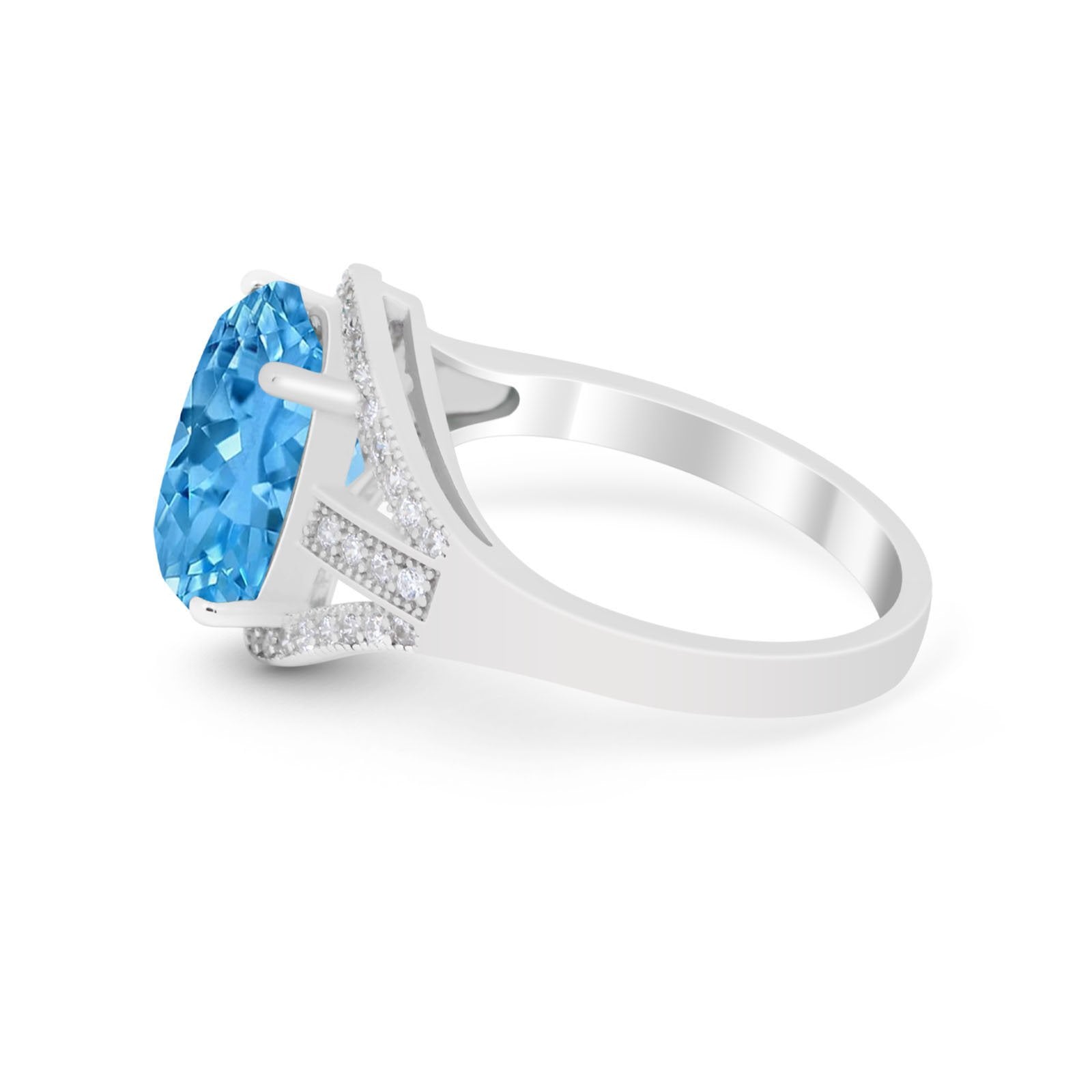 Art Deco Engagement Bridal Ring Simulated Cubic Zirconia 925 Sterling Silver BA1059