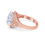 Art Deco Engagement Bridal Ring Simulated Cubic Zirconia 925 Sterling Silver BA1059
