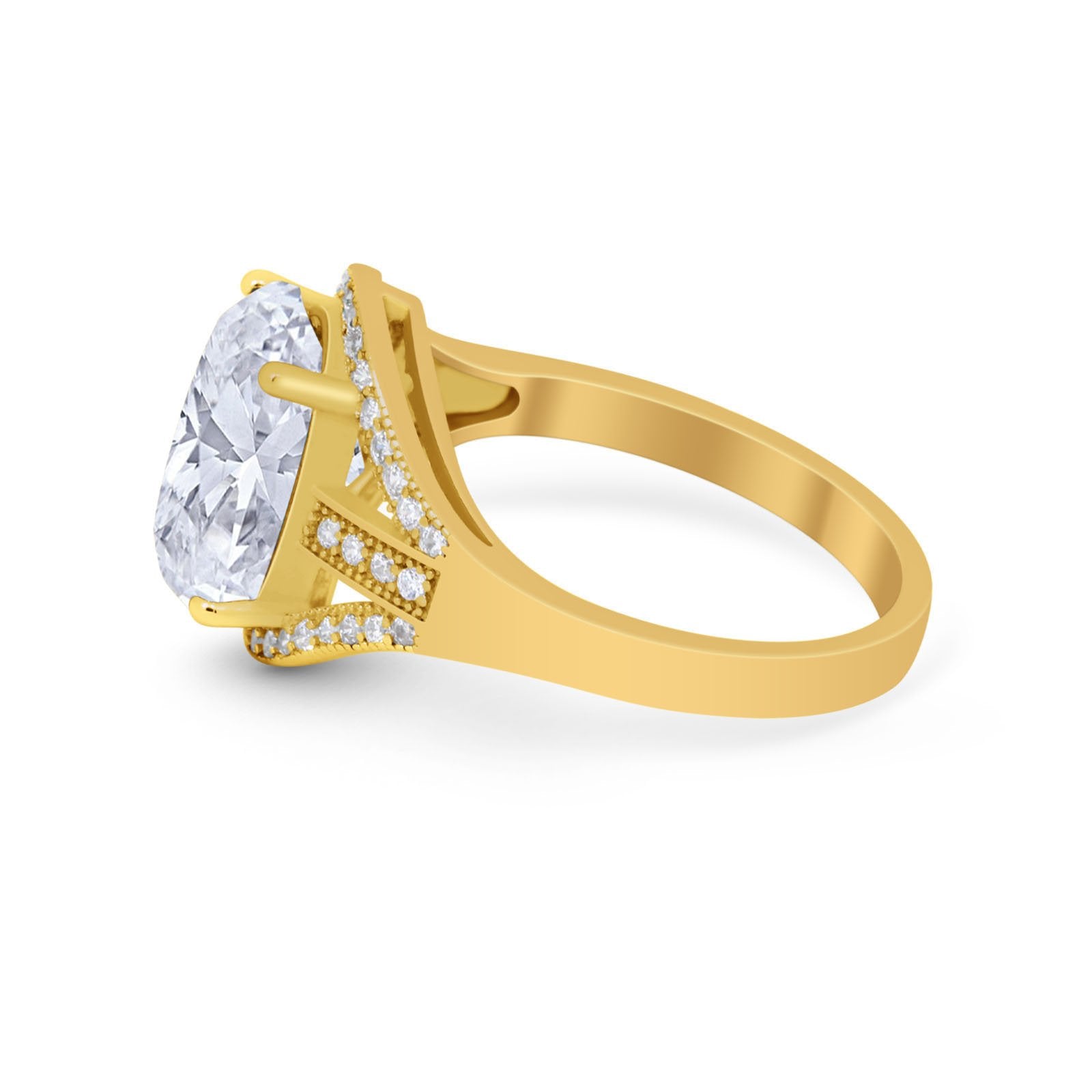 Art Deco Engagement Bridal Ring Simulated Cubic Zirconia 925 Sterling Silver BA1059