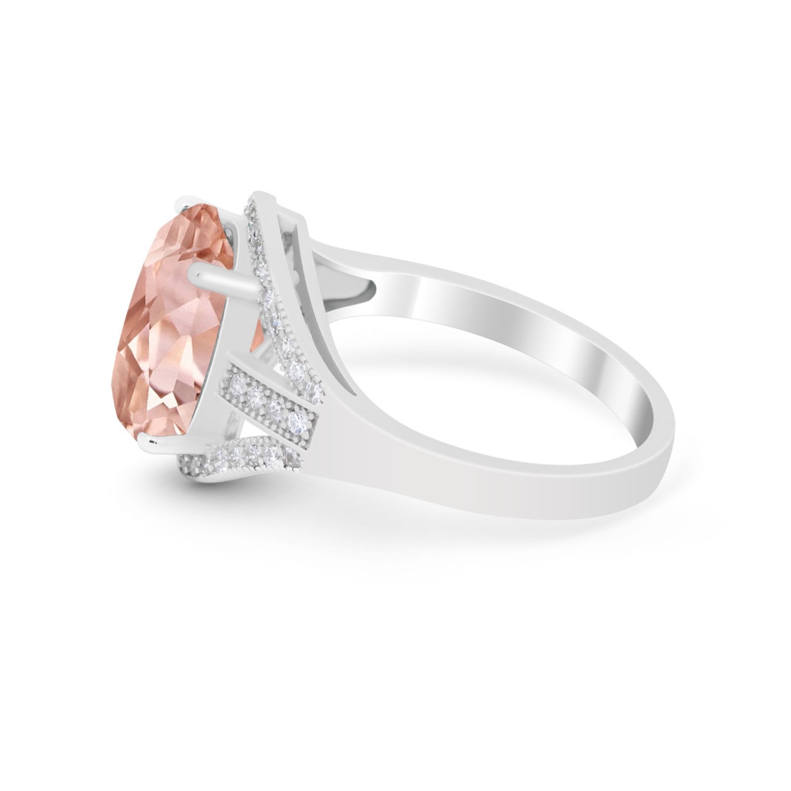 Art Deco Engagement Bridal Ring Simulated Cubic Zirconia 925 Sterling Silver BA1059