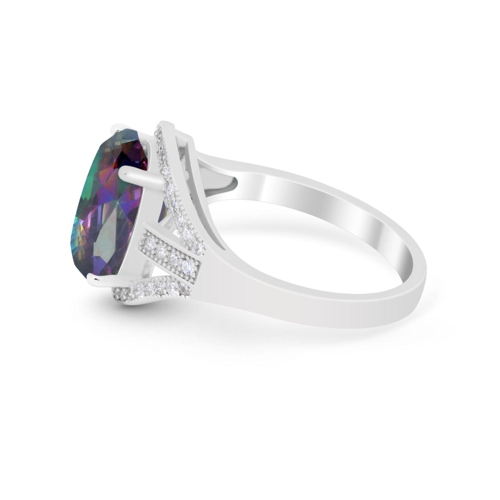Art Deco Engagement Bridal Ring Simulated Cubic Zirconia 925 Sterling Silver BA1059