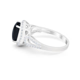 Halo Art Deco Engagement Ring Round Simulated Cubic Zirconia 925 Sterling Silver
