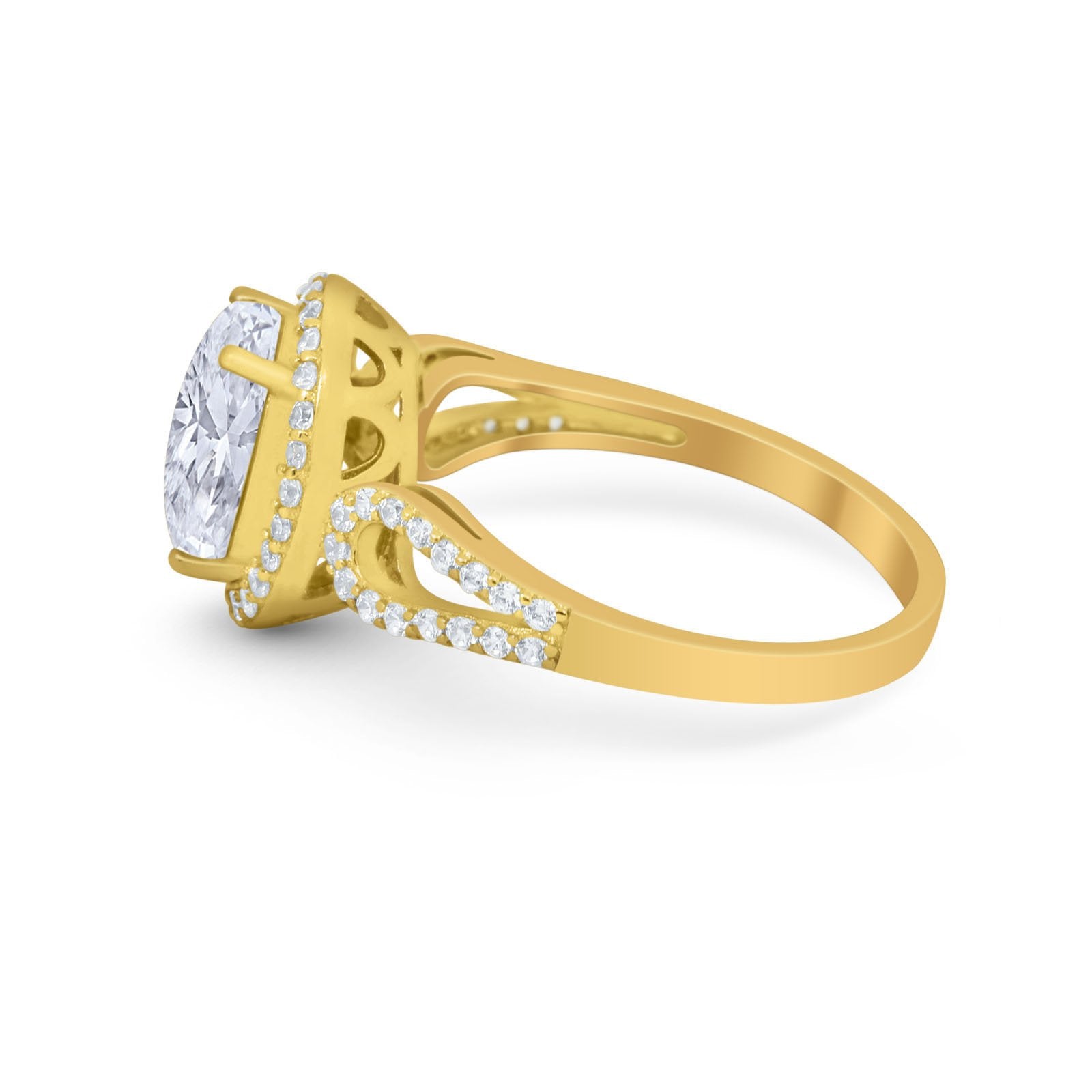 Halo Art Deco Engagement Ring Round Simulated Cubic Zirconia 925 Sterling Silver