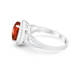 Halo Art Deco Engagement Ring Round Simulated Cubic Zirconia 925 Sterling Silver