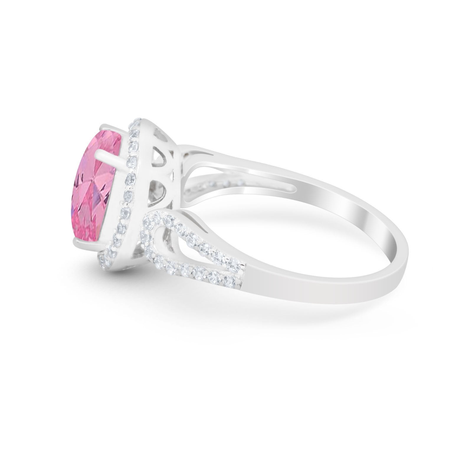 Halo Art Deco Engagement Ring Round Simulated Cubic Zirconia 925 Sterling Silver