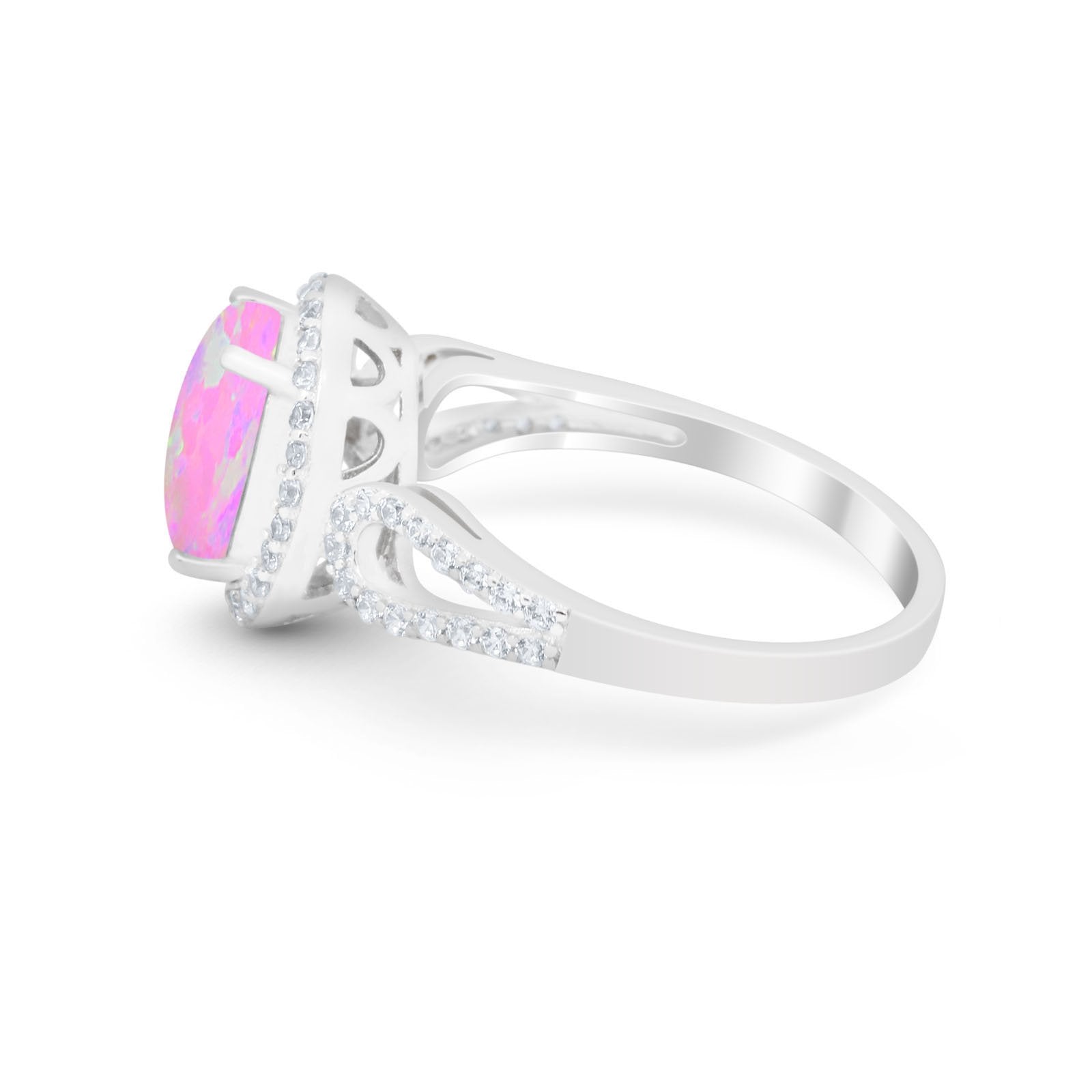 Halo Art Deco Engagement Ring Round Simulated Cubic Zirconia 925 Sterling Silver