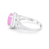 Halo Art Deco Engagement Ring Round Simulated Cubic Zirconia 925 Sterling Silver