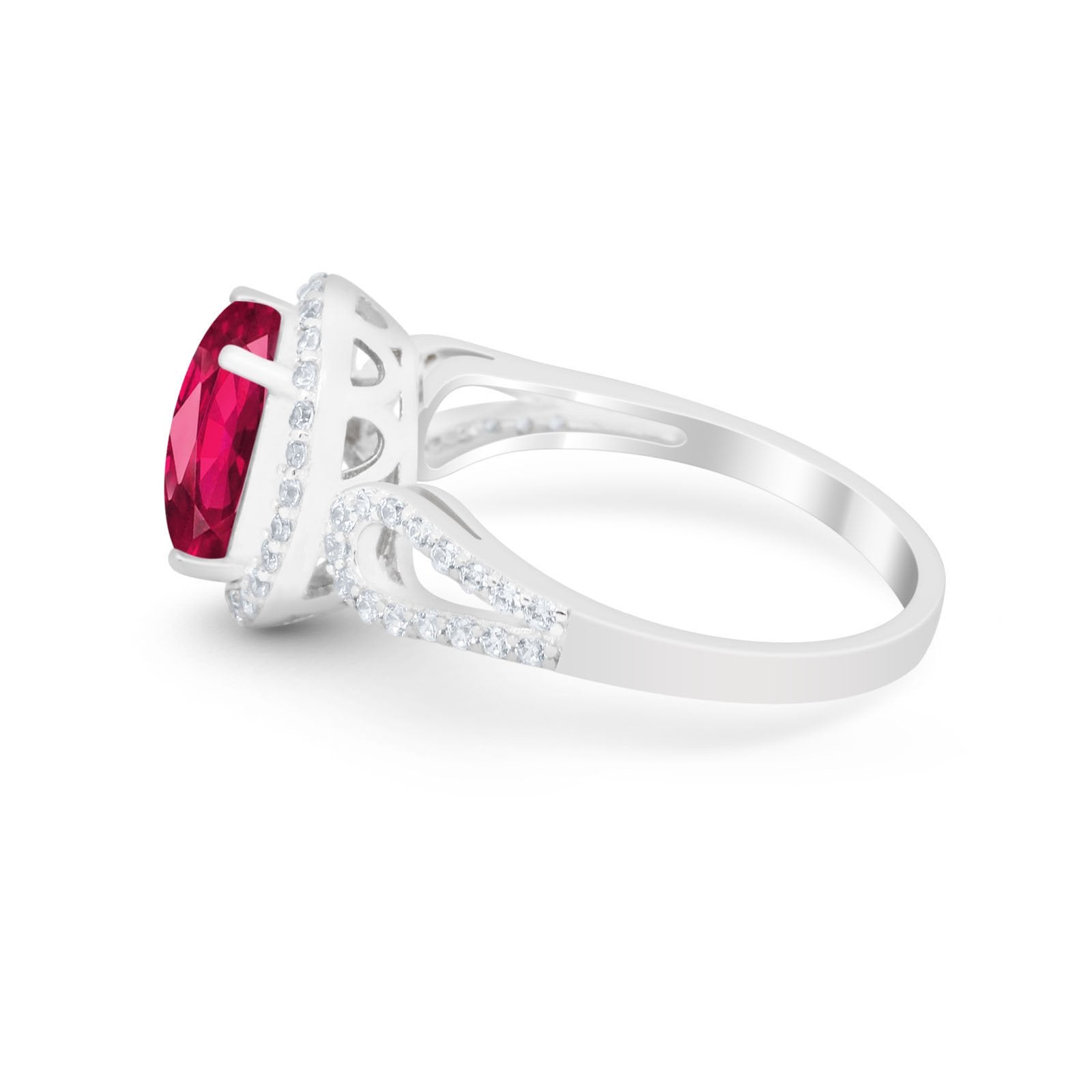 Halo Art Deco Engagement Ring Round Simulated Cubic Zirconia 925 Sterling Silver