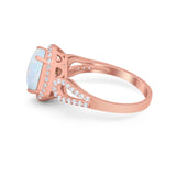 Halo Art Deco Engagement Ring Round Simulated Cubic Zirconia 925 Sterling Silver