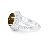 Vintage Style Oval Engagement Ring Round Simulated CZ 925 Sterling Silver