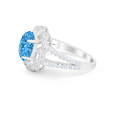 Vintage Style Oval Engagement Ring Round Simulated CZ 925 Sterling Silver