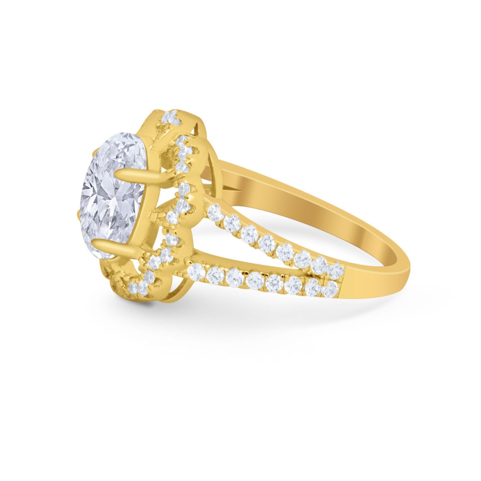 Vintage Style Oval Engagement Ring Round Simulated CZ 925 Sterling Silver