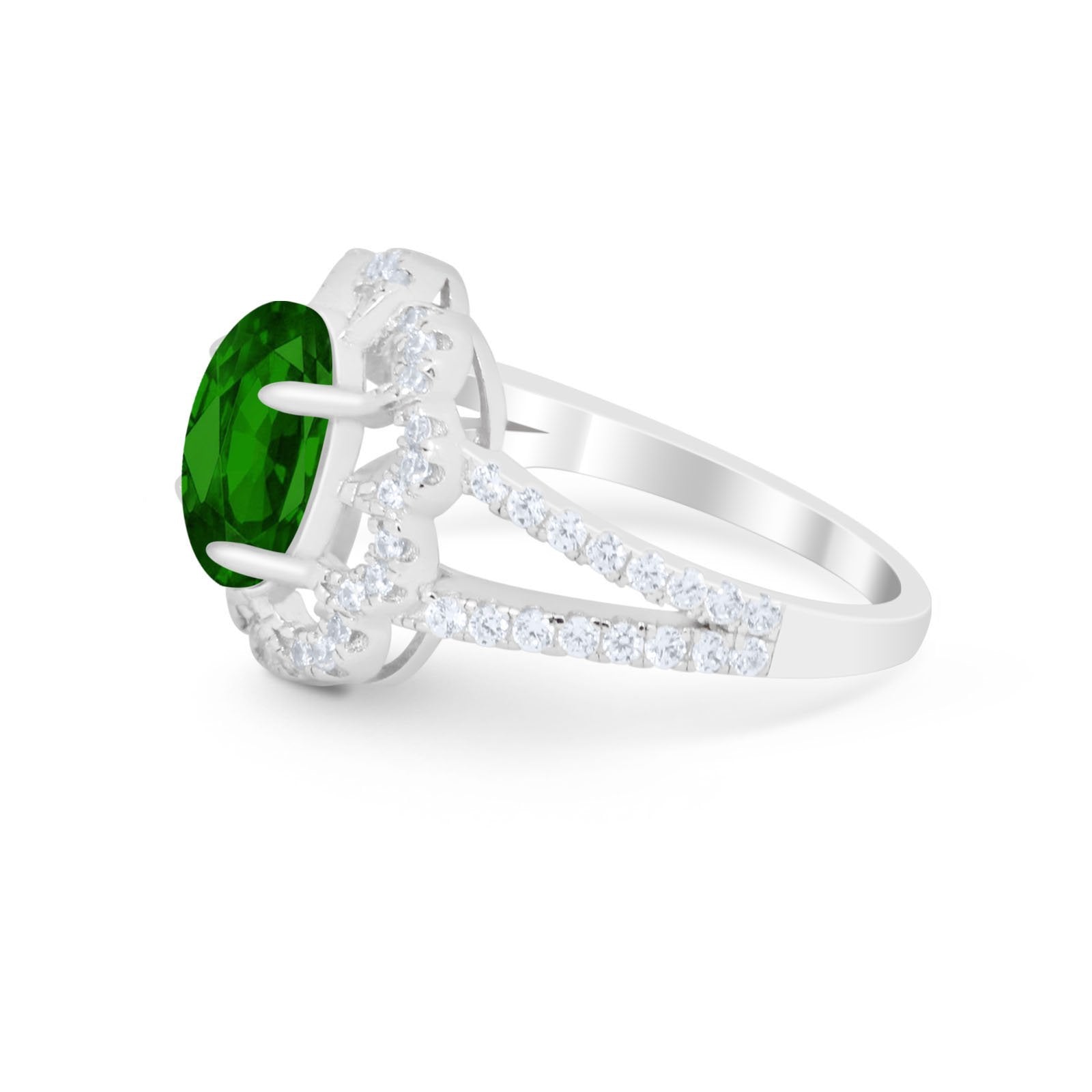 Vintage Style Oval Engagement Ring Round Simulated CZ 925 Sterling Silver