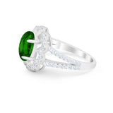 Vintage Style Oval Engagement Ring Round Simulated CZ 925 Sterling Silver