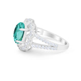 Vintage Style Oval Engagement Ring Round Simulated CZ 925 Sterling Silver