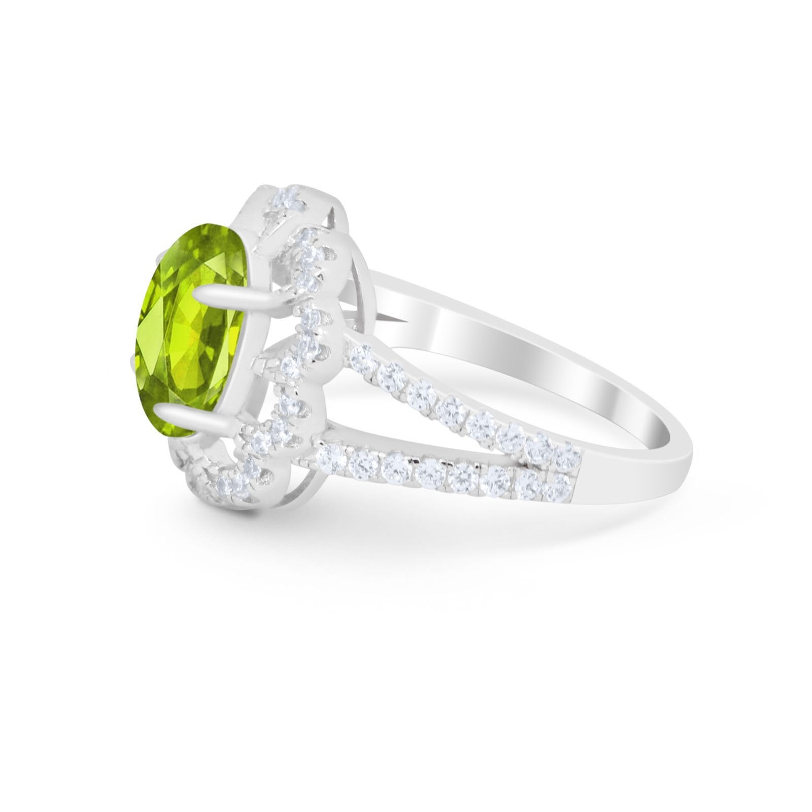 Vintage Style Oval Engagement Ring Round Simulated CZ 925 Sterling Silver