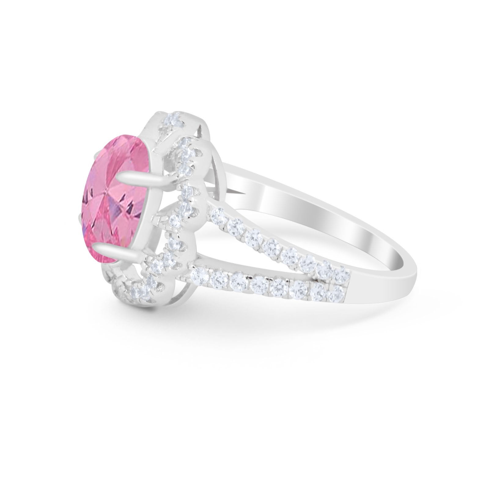 Vintage Style Oval Engagement Ring Round Simulated CZ 925 Sterling Silver