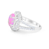 Vintage Style Oval Engagement Ring Round Simulated CZ 925 Sterling Silver