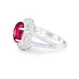 Vintage Style Oval Engagement Ring Round Simulated CZ 925 Sterling Silver