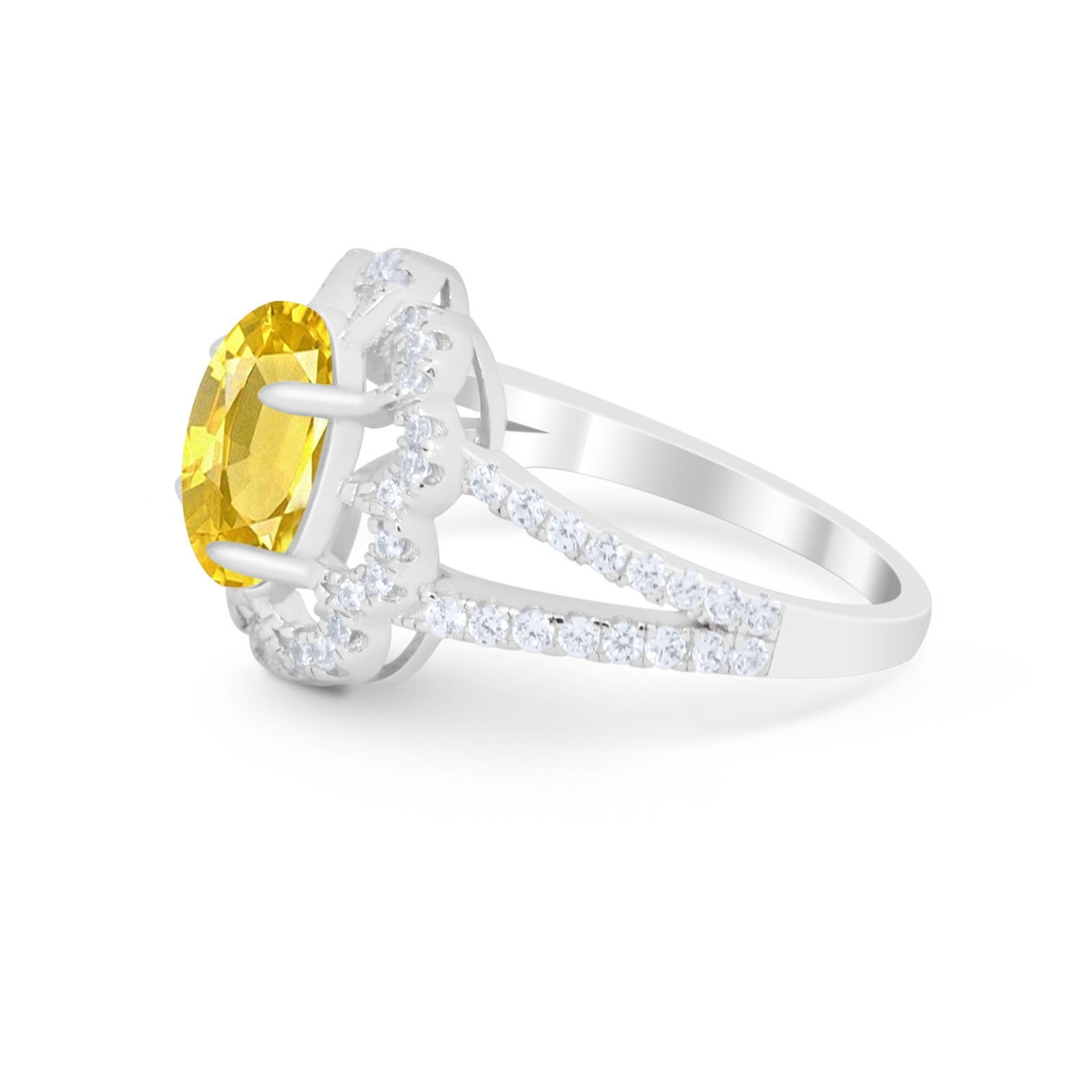 Vintage Style Oval Engagement Ring Round Simulated CZ 925 Sterling Silver