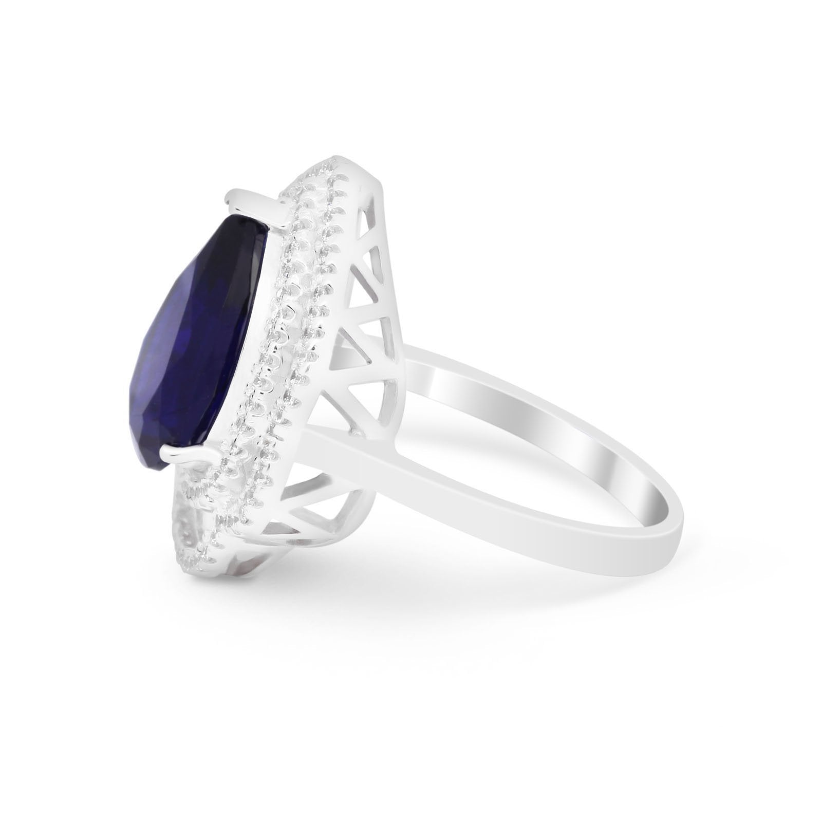 Teardrop Wedding Ring Round Simulated Cubic Zirconia 925 Sterling Silver BA1065