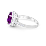 Halo Cushion Cut Engagement Ring Round Simulated Cubic Zirconia 925 Sterling Silver BA1066