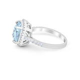 Halo Cushion Cut Engagement Ring Round Simulated Cubic Zirconia 925 Sterling Silver BA1066