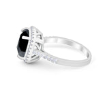 Halo Cushion Cut Engagement Ring Round Simulated Cubic Zirconia 925 Sterling Silver BA1066