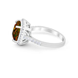 Halo Cushion Cut Engagement Ring Round Simulated Cubic Zirconia 925 Sterling Silver BA1066