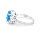 Halo Cushion Cut Engagement Ring Round Simulated Cubic Zirconia 925 Sterling Silver BA1066