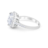 Halo Cushion Cut Engagement Ring Round Simulated Cubic Zirconia 925 Sterling Silver BA1066
