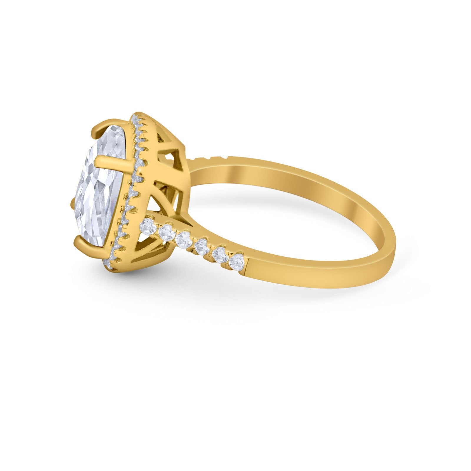 Halo Cushion Cut Engagement Ring Round Simulated Cubic Zirconia 925 Sterling Silver BA1066