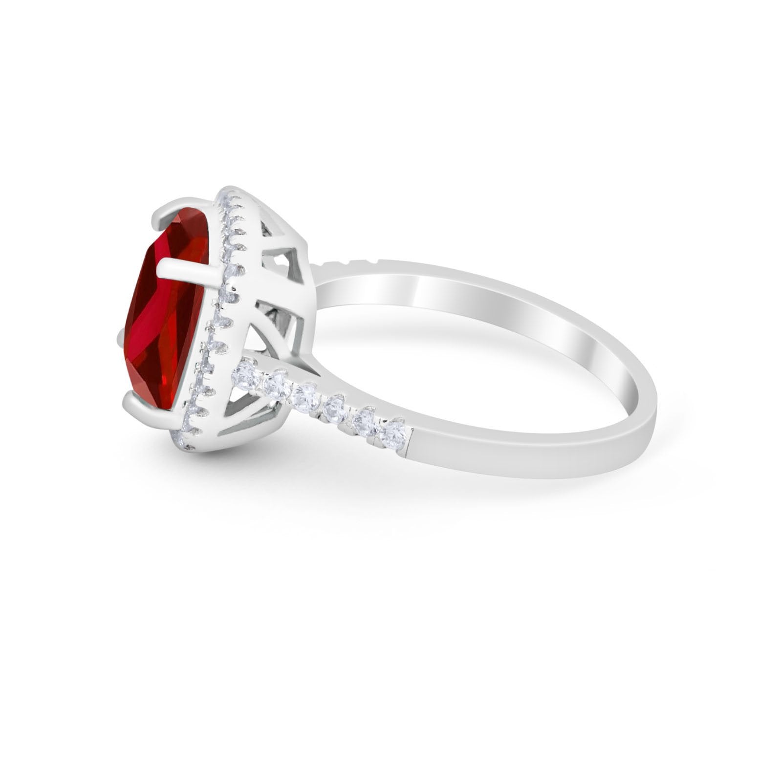 Halo Cushion Cut Engagement Ring Round Simulated Cubic Zirconia 925 Sterling Silver BA1066