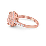Halo Cushion Cut Engagement Ring Round Simulated Cubic Zirconia 925 Sterling Silver BA1066